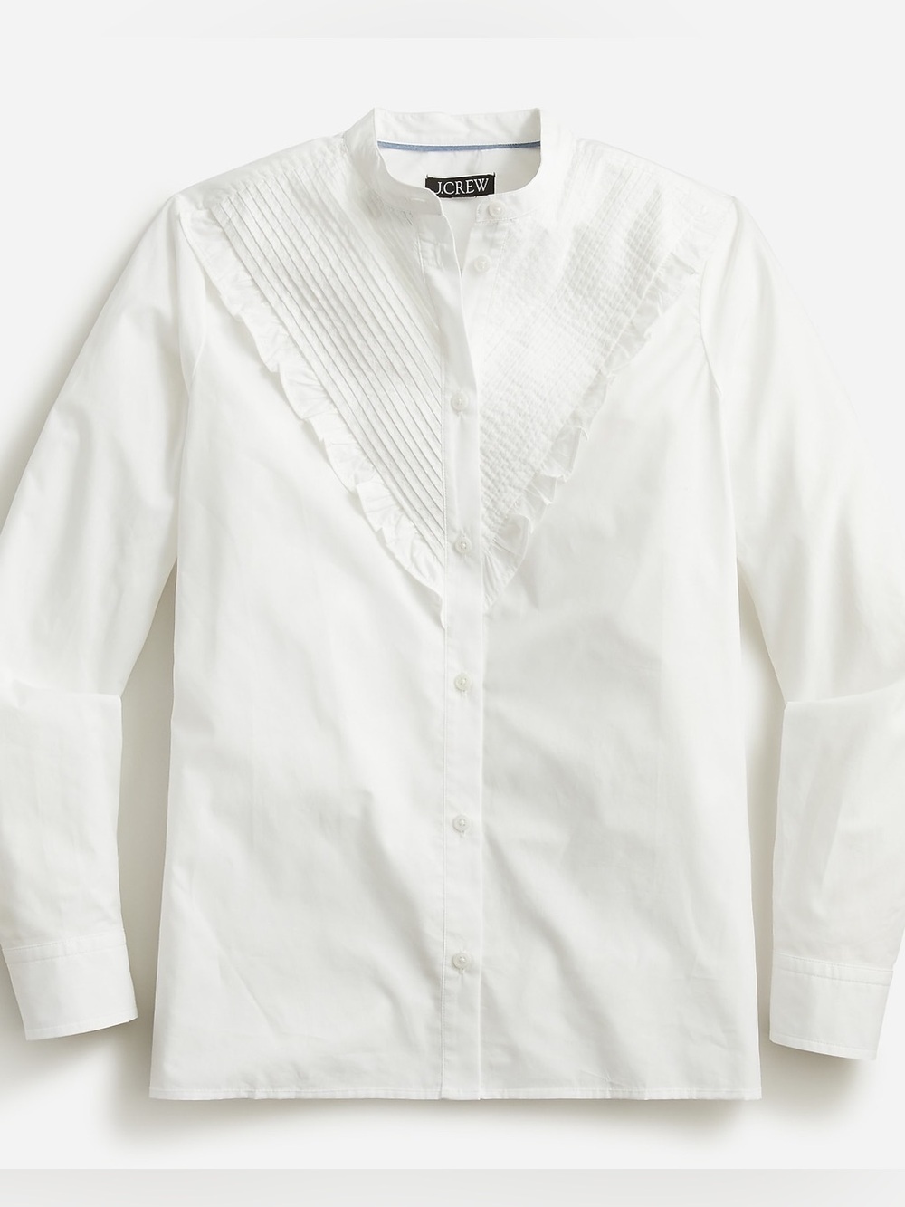 J. Crew white Ruffle-trim cotton poplin button-up size 12